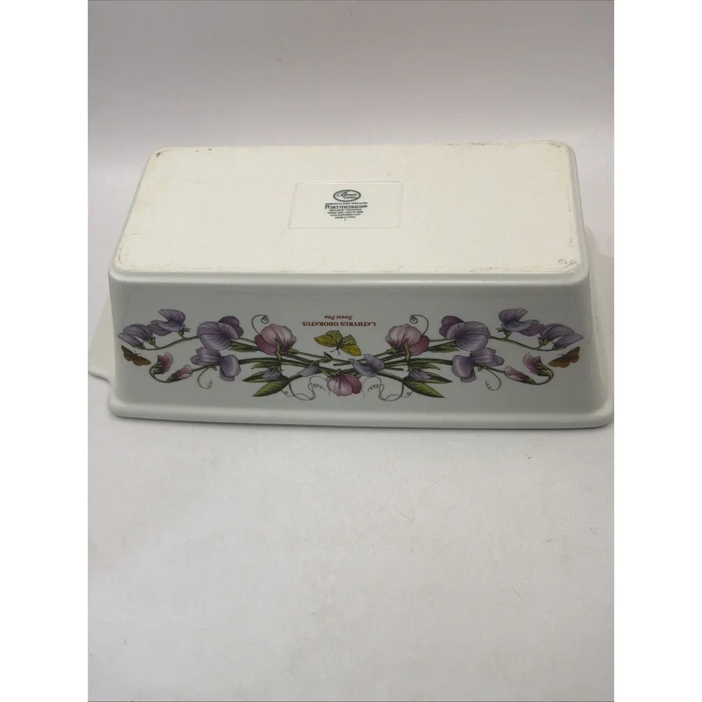 Portmeirion Botanic Garden Meatloaf/Bread Dish Sweet Pea W Handles Oven To Table